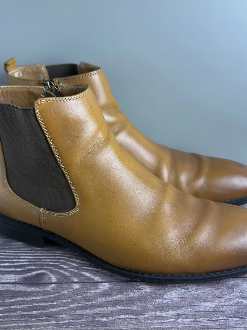 Alfani Platinum Caleb Chelsea Boots Tan Leather Side Zip Men’s Size 10 w/ Box